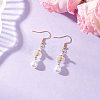 Shell Pearl Bead Teardrop Dangle Earrings EJEW-JE06646-1