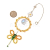 Alloy Enamel Flower & Glass Beads Ring Pendant Decorations HJEW-TA00256-3
