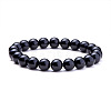 Natural Blacke Agate Round Beads Stretch Bracelets BJEW-N301-8mm-01-2
