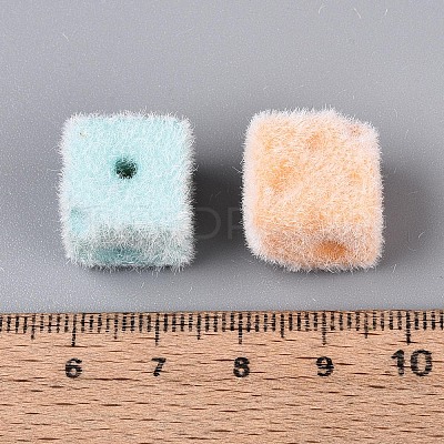Flocking Opaque Acrylic Cube Beads OACR-T030-08M-1