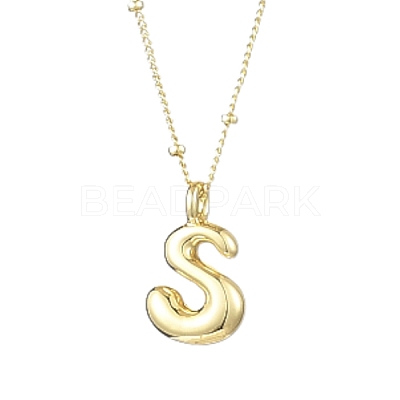 1Pc Initial Letter Brass Pendant Necklaces NJEW-YW0001-24S-1