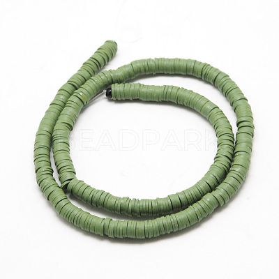 Flat Round Handmade Polymer Clay Beads CLAY-R067-6.0mm-43-1