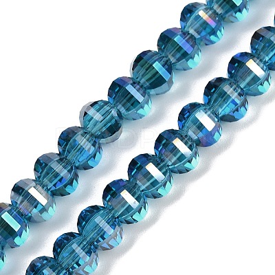 Electroplate Transparent Glass Beads Strands EGLA-B011-08A-HR01-1