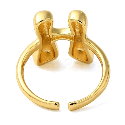 Initials Brass Open Cuff Ring for Women RJEW-N046-02H-G-1