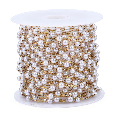 ABS Plastic Pearl Round Beaded Chains CHS-N003-16-1