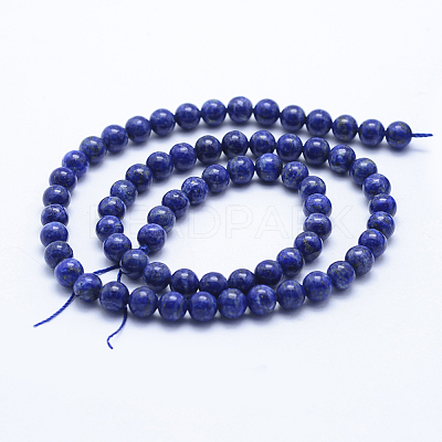 Natural Lapis Lazuli Beads Strands G-P342-01-6mm-AB-1