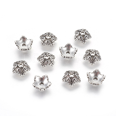 Tibetan Style Alloy Bead Caps X-TIBEB-A24621-AS-FF-1