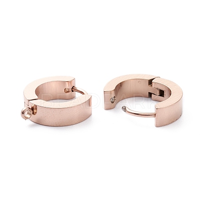 Ion Plating(IP) 304 Stainless Steel Huggie Hoop Earrings Findings STAS-I167-01B-RG-1