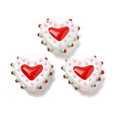Baking Paint Glass Bumpy Beads Heart LAMP-V001-07D-1