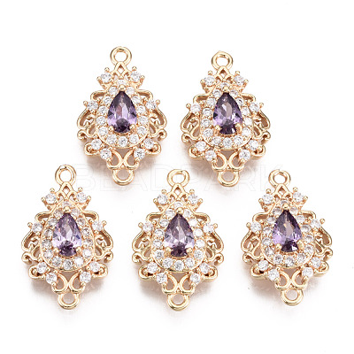 Brass Micro Pave Cubic Zirconia Links Connectors X-KK-R111-011-A03-1