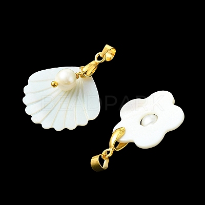 Natural Freshwater Shell & Pearl Pendants PALLOY-JF05904-1