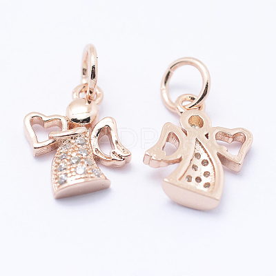 Brass Micro Pave Cubic Zirconia Charms KK-P133-03RG-NR-1