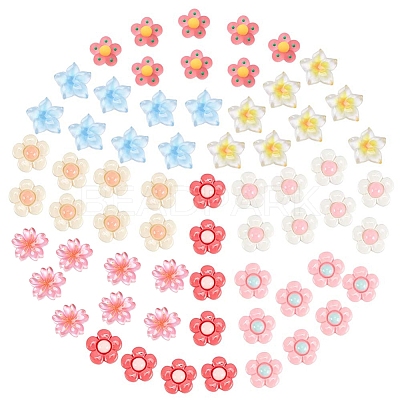 80Pcs 8 Colors Resin Cabochons CRES-SC0002-22-1