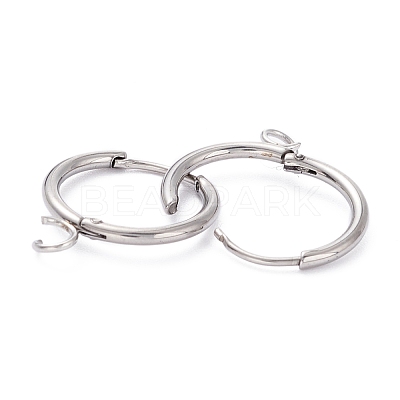 Tarnish Resistant 201 Stainless Steel Huggie Hoop Earring Findings STAS-P283-01P-P-1