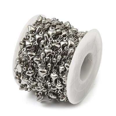 304 Stainless Steel Heart Link Chains CHS-A017-02B-P-1