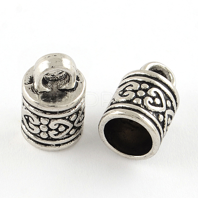 Tibetan Style Column Alloy Cord Ends PALLOY-S041-01AS-RS-1
