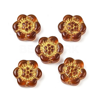 Baking Paint and Golden Metal Enlaced Glass Beads DGLA-T004-10M-1
