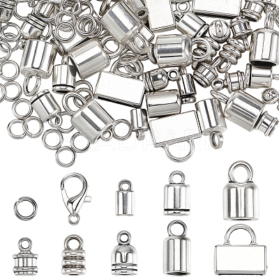 80Pcs 8 Styles Tibetan Style Alloy Cord End FIND-SC0020-98D-1
