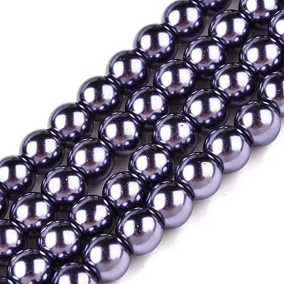 Baking Paint Pearlized Glass Pearl Round Bead Strands HY-Q003-10mm-73-1
