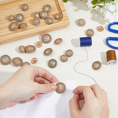 30Pcs 5 Styles Zinc Alloy Buttons BUTT-FH0001-016AG-1