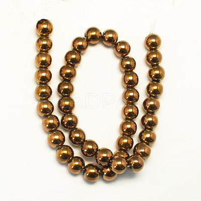 Non-magnetic Synthetic Hematite Beads Strands G-S096-10mm-4-1