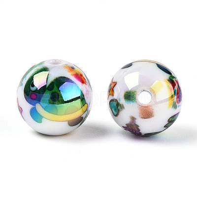 Ocean Theme Printed Opaque Acrylic Beads MACR-T048-07G-1