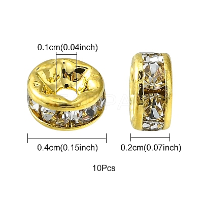 Brass Rhinestone Spacer Beads RB-YW0001-04A-01G-1