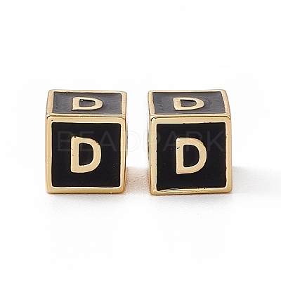 Rack Plating Brass Enamel Beads KK-B060-04G-01D-1