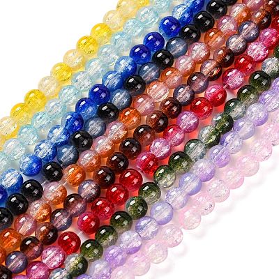 Transparent Crackle Baking Paint Glass Beads Strands DGLA-T003-01B-M-1