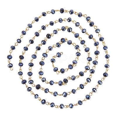 Handmade Rondelle Glass Beads Chains for Necklaces Bracelets Making AJEW-JB00037-03-1