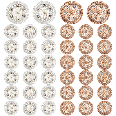 40Pcs 2 Colors Alloy Rhinestone Shank Buttons BUTT-ME0001-29-1