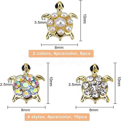 24Pcs 6 Styles Tortoise Zinc Alloy Cabochons MRMJ-OC0002-86-1