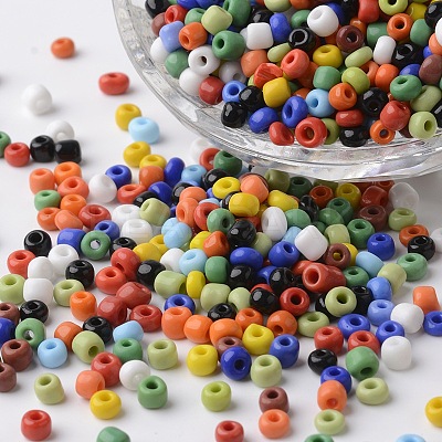 6/0 Opaque Colors Round Glass Seed Beads SEED-K003-4mm-M04-1