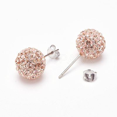 Gifts for Her Valentines Day 925 Sterling Silver Austrian Crystal Rhinestone Ball Stud Earrings for Girl Q286H201-1