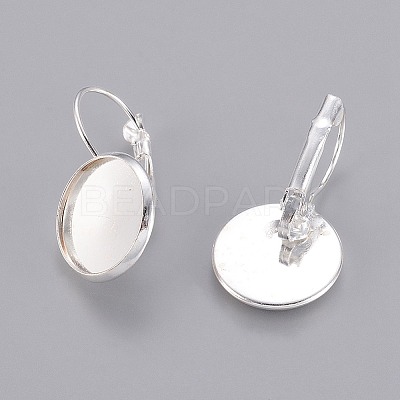 Brass Leverback Earring Findings KK-C1244-14mm-S-NF-1