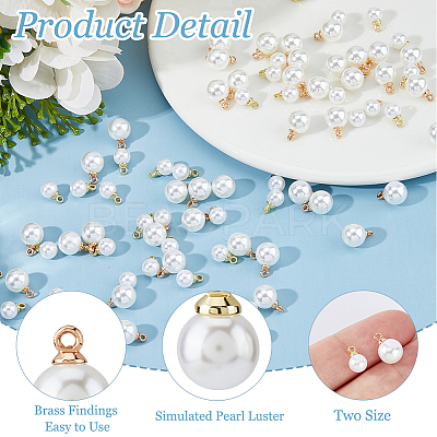 200Pcs 2 Styles ABS Plastic Imitation Pearl Pendants SACR-HS0001-02-1