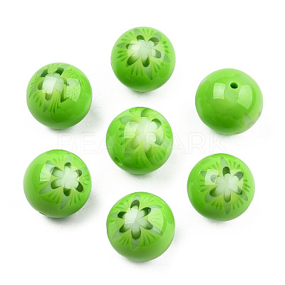 Flower Opaque Resin Beads RESI-T054-001E-1