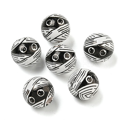 Halloween Series Wood European Beads WOOD-U002-01B-1