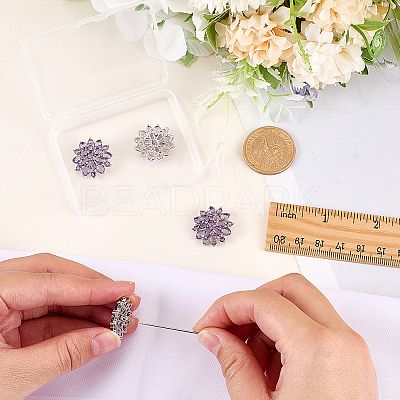 4Pcs Brass Micro Pave Cubic Zirconia Buttons DIY-FG0007-82A-1