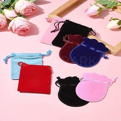 48Pcs 8 Colors Velvet Cloth Drawstring Bags TP-FS0001-01-1