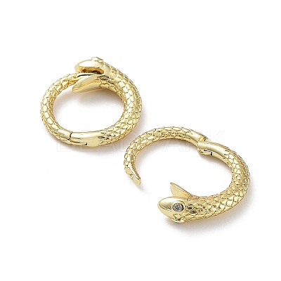 Snake Rack Plating Brass with Cubic Zirconia Twister Clasp EJEW-Z031-01G-1