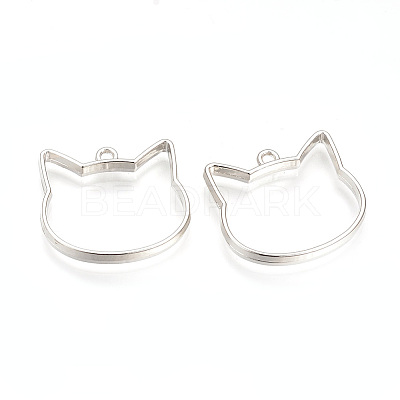 Rack Plating Alloy Kitten Open Back Bezel Pendants LS-X-PALLOY-R099-29P-FF-1