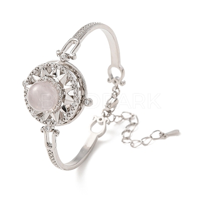 Rotating Sun Natural Rose Quartz Link Bracelets GG-CBA0251-11P-01-1