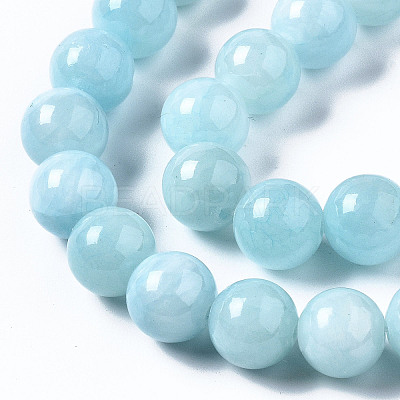 Natural Dyed Yellow Jade Gemstone Bead Strands X-G-R271-10mm-Y04-1