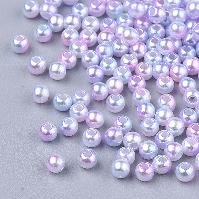 Rainbow ABS Plastic Imitation Pearl Beads X1-OACR-Q174-8mm-01-1