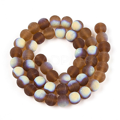 Frosted Transparent Glass Beads Strands GLAA-T032-T8mm-MBB23-1