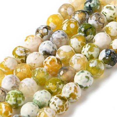 Dyed & Heated Natural Fire Crackle Agate Beads Strands G-P539-B01-16-1