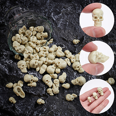 150Pcs 3 Styles Mini Resin Skull Display Decorations FIND-SP0005-57-1