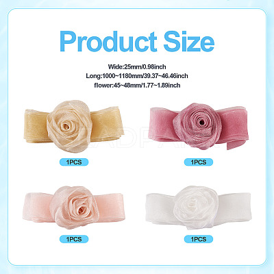 4Pcs 4Colors Cloth Rose Ribbon Chokers FIND-TA0002-27-1