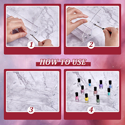 2Sets 3-Tier Transparent Acrylic Nail Polish Organizer ODIS-NB0001-62-1